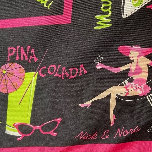 Silk Retro Cocktails Scarf, Nick & Nora - Picture 2 of 4